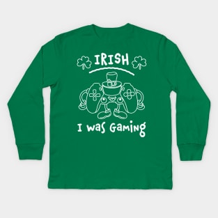 Irish I was Gaming St Patricks Day Funny Gamer Kids Long Sleeve T-Shirt